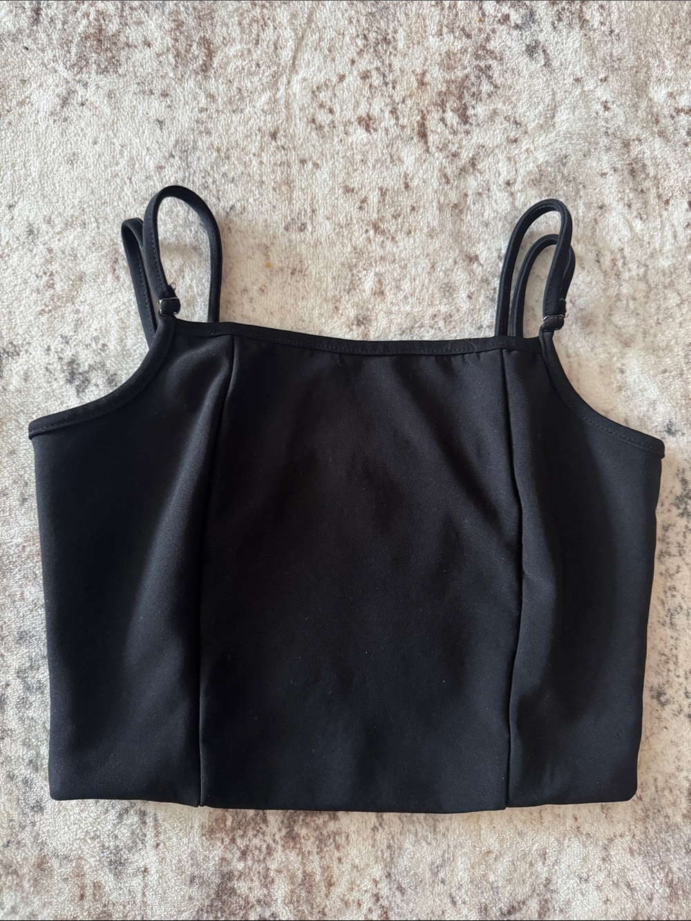 Women’s Black Square-Neck Crop Tank Top